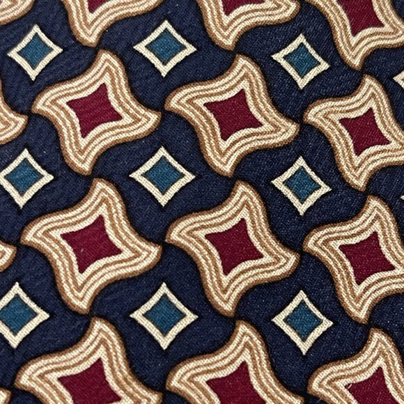 Villa Bugatti Mens 100% Italian Silk Necktie Tie Abstract Multicolor Blue Red Gr - Picture 2 of 8